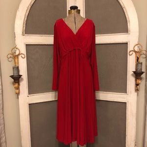 Coldwater Creek red flowey empire dress sz 12P